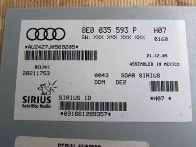 Audi TT Mk2 8J OEM Sirius Satellite Radio Control Module Unit 8E0035593P A3 A4 S4 Eos Golf Passat CC Jetta Beetle Tiguan5